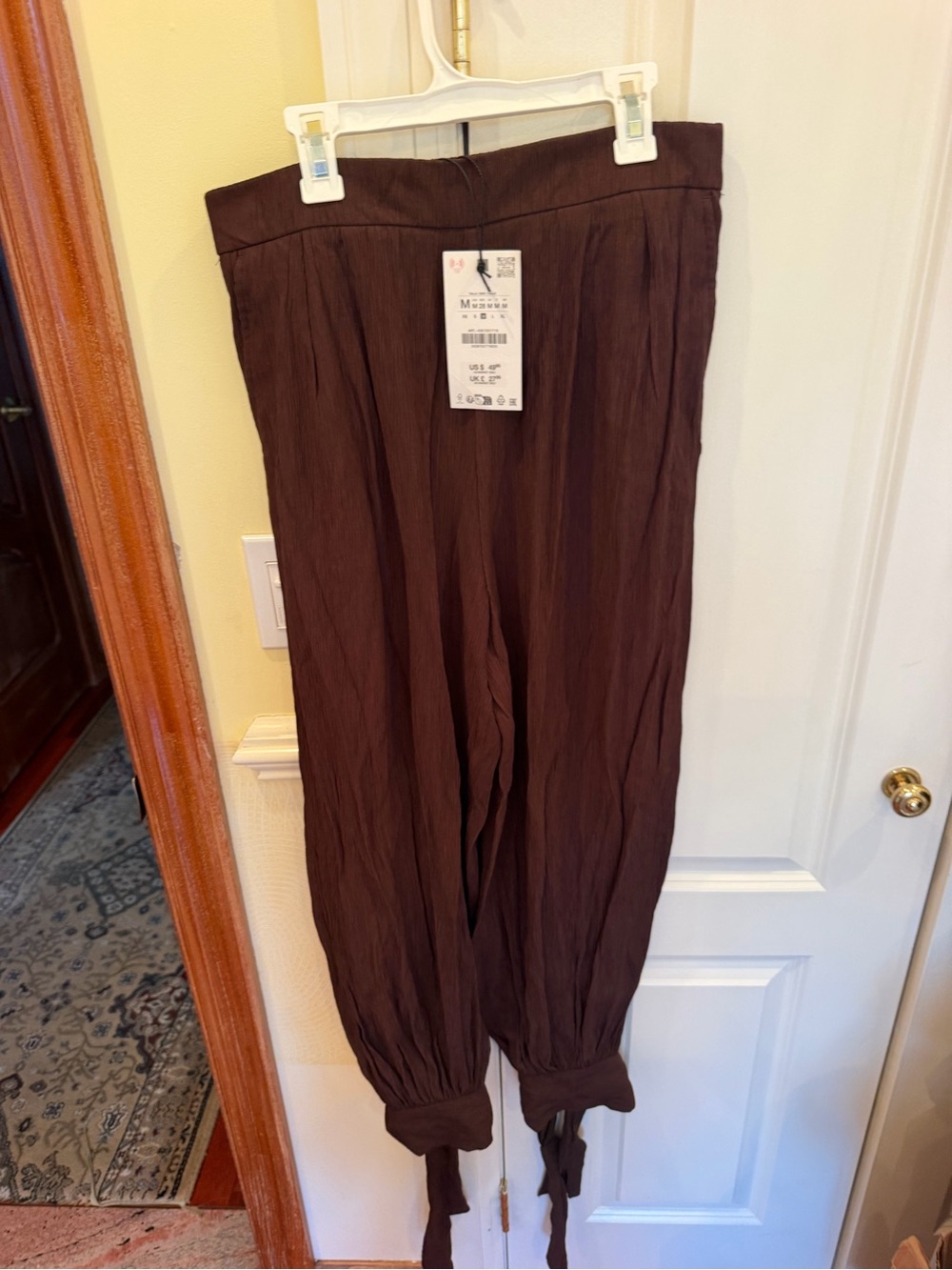 Zara Dark Brown Women's Tie-Ankle Jogger Pants